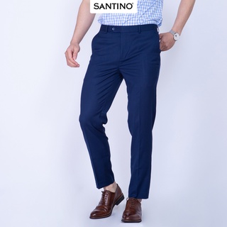 Quần Tây công sở Sợi Tre SANTINO cao cấp, màu xanh form ôm nhẹ, thoáng mát chống nhăn, kháng khuẩn và tia UV - Q068