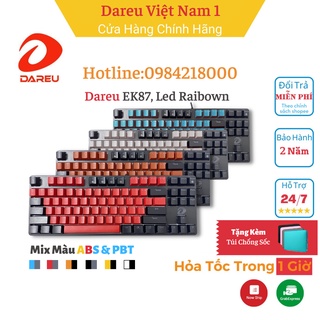 [Mã 44ELSALE2 giảm 7% đơn 300K] Bàn phím cơ Dareu EK87- Đèn led raibown - Mix keycap - Bảo hành 24 tháng - Lỗi 1 đổi 1