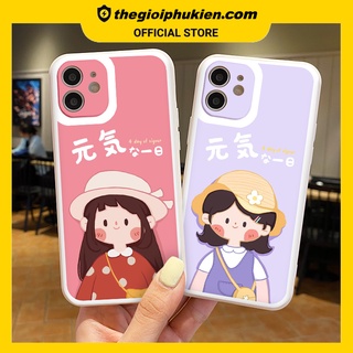 Ốp iphone - Ốp lưng iphone cạnh vuông viền camera Cô bé nhật bản dành cho ip 6 đến 14promax - ng015