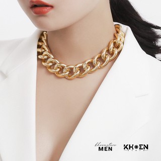 Vòng cổ choker - Vòng xích dẹt màu vàng và bạc - Khoen Store
