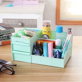 Kệ mỹ phẩm nhựa có 2 ngăn kéo đựng son phấn, trang sức
