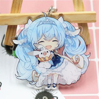 ( Mica trong acrylic) Móc khóa Miku Hatsune ver tóc xanh in hình anime chibi