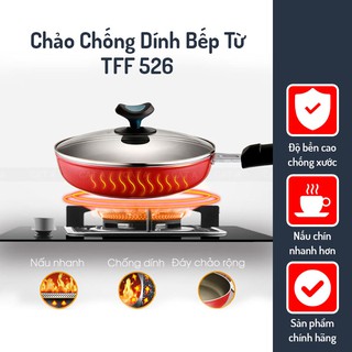 Chảo Chống Dính Bếp Từ TFF 526 ❤️RẺ VÔ ĐỊCH❤️ Chất Liệu Hợp Kim Nhôm Kèm Vung Đậy