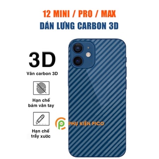 Dán lưng Iphone 12 Mini trong suốt nổi vân Carbon 3D tản nhiệt tốt chống bám vân tay cho Iphone 12 Mini