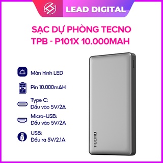 [Mã 155ELSALE giảm 7% đơn 300K] Pin Sạc Dự Phòng Tecno TPB - P101X 10.000 mAh Tích hợp Cổng USB Type-C Input