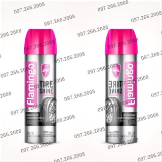 Xịt dưỡng bóng lốp và phục hồi nhựa đen - Flamingo F010 500ml hàng chính hãng