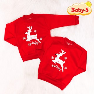 Áo Noel nỉ bông dày dặn màu đỏ cho bé 7-21kg họa tiết tuần lộc xinh xắn nổi bật Baby-S - SA017