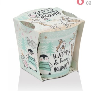 Ly nến thơm Bartek Candles BAT1453 Christmas Merry &amp; Bright 115g (Hương tuyết, gỗ thông)