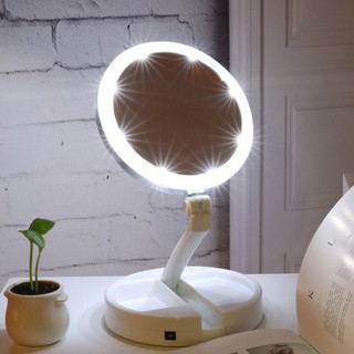 PVN12388 Gương trang điểm đèn led để bàn gấp gọn hình tròn T2