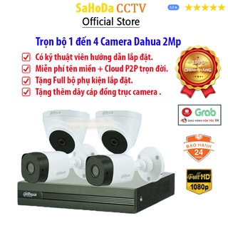 Trọn bộ camera DAHUA, Bộ camera DAHUA từ 1 tới 4 mắt  chính hãng đầy đủ phụ kiện lắp đặt