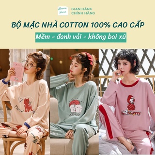 [MẪU MỚI 2021] Bộ Ngủ Cotton Nữ/ Bộ Mặc Nhà Đẹp Dài Tay [20+ MẪU] (Ảnh + Video thật)