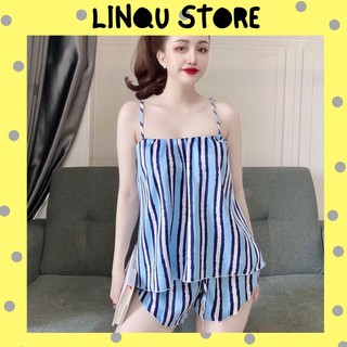 Đồ ngủ sexy 2 dây họa tiết dễ thương chất satin mềm mịn áo có tăng đưa Freesize - Linqu Sleepwear