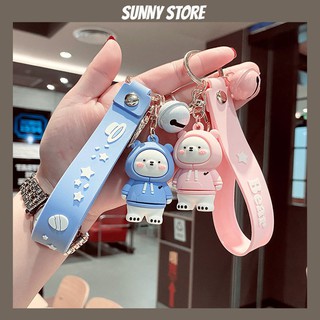 Móc khóa silicon cao cấp gấu EPOXY dễ thương kèm chuông SUNNYSTORE