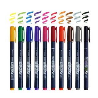 Bút lông brush tombow fudenosuke set 10 cây chuyên viết hán tự , lettering , calligraphy chuyên nghiệp
