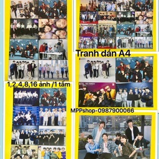 Ảnh poster BTs khổ A4 gồm 5 tấm khác nhau :1,2,4,8,16 ảnh/1A4
