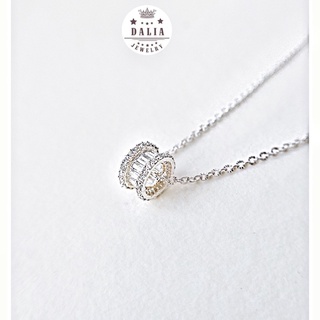 Dây chuyền bạc ý DaLiA Jewelry viên đá pha lê lăn tròn, có lẻ mặt