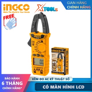 Ampe kìm đo AC kỹ thuật số INGCO DCM2001| Kềm đo AC kỹ thuật số 6000 số đếm, lưu giữ số liệu Dòng điện AC 2A/20A/200A/±(