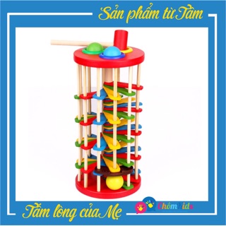 Đập Bóng Cầu Thang zíc zắc Bằng Gỗ - Đập Bóng Lốc Xoáy Cầu Thang Cho Bé