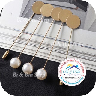 5 Kim Ghim Cài Áo Hạt Trai - Cài Áo Chú Rể