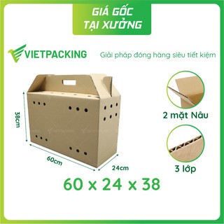 60x24x38 - 5 thùng carton có quai đựng gà có lỗ thông thoáng V215