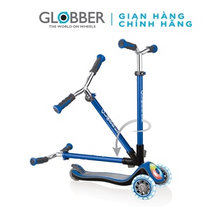 Xe trượt scooter 3 bánh gấp gọn có bánh xe và mặt trước phát sáng Globber Elite Prime cho trẻ em từ 3 đến 9 tuổi - Xanh