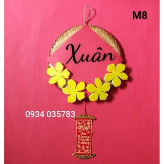 Mẹt tre 25-30cm chữ và hoa treo trang trí tết cổ truyền
