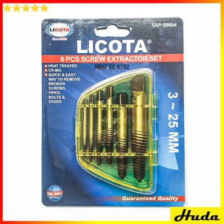 Bộ 6 mũi taro mở ốc vít lấy ốc gãy 3-25mm LICOTA TAP-50004 Taiwan