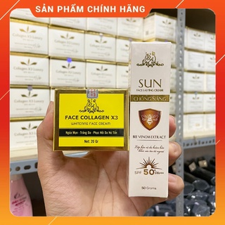 [Chính hãng] Combo Kem Face Collagen X3 + Kem chống nắng nọc ong Colagen X3 Mỹ phẩm Đông Anh