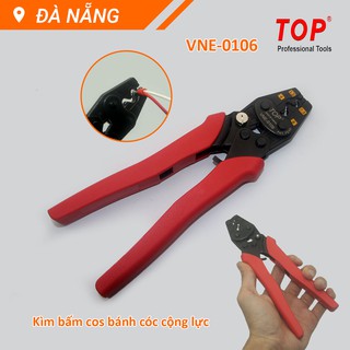 Kìm bấm cos trợ lực chỉnh cữ dây 1.5-6 mm² TOP có lẫy nhả cos dính