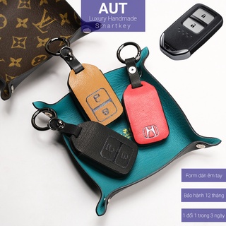 Ốp da chìa khóa ô tô Honda CRV HRV City Jazz 2 nút bấm da bò handmade H2 AD