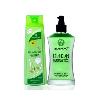 Combo Dầu Gội Bưởi 400ml và Lotion 120ml dưỡng tóc hoa bưởi giảm rụng tóc, kích mọc tóc Thorakao