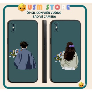 Ốp điện thoại iphone 6/6s/6plus/7/7plus/8/8plus/X/XS/XSmax/XR viền vuông có cạnh bảo vệ camera sau, ốp đôi GIRL- BOY