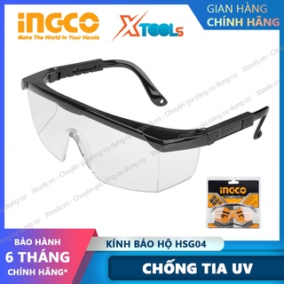 Kính bảo hộ lao động INGCO HSG04 - Mắt kính chống bụi, chống tia UV chống trầy xước, đọng hơi sương (màu trắng trong)