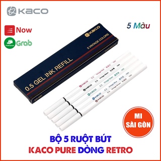[Hỏa Tốc HCM] Bộ 5 Ruột Bút KACO PURE dòng RETRO (5 màu) - Ngòi 0.5mm