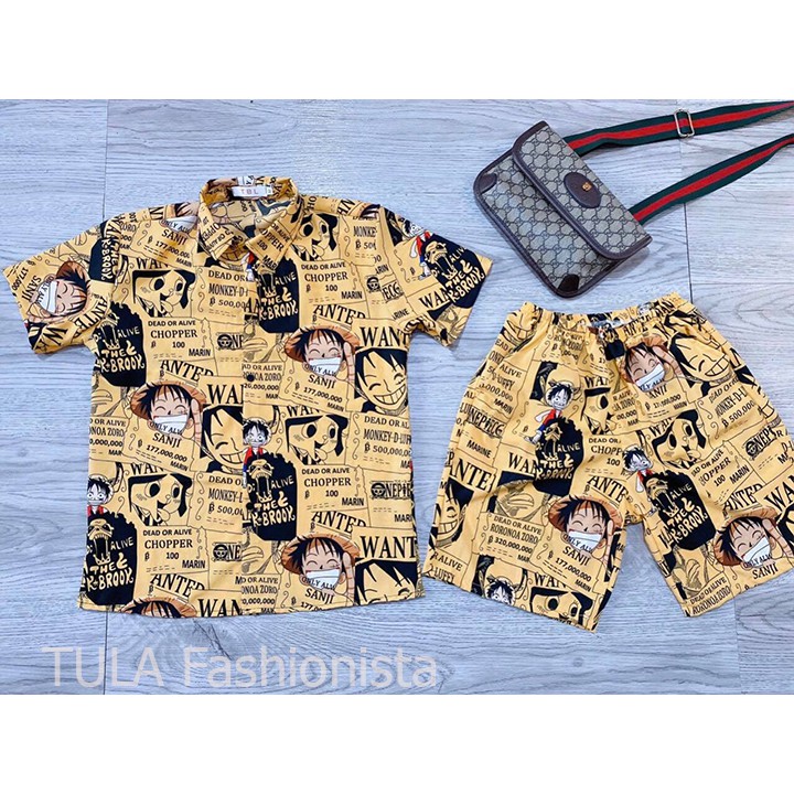 Bộ Đồ Pijama Lụa Cộc Tay - One Piece