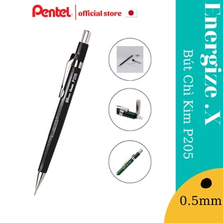 Bút Chì Kim Pentel P205 Ngòi 0.5mm | Đầu Bút Bằng Inox Chống Gỉ | Ruột Chì Tự Xoay Cho Nét Chì Luôn Đều Nhau