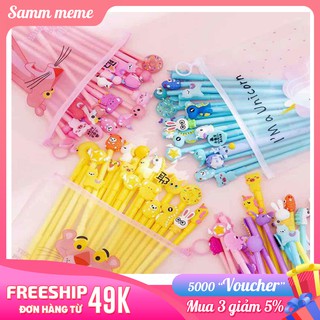 Combo set 10 Bút Viết Hình Thú Cute Nhiều Màu Tặng Kèm Túi Zip