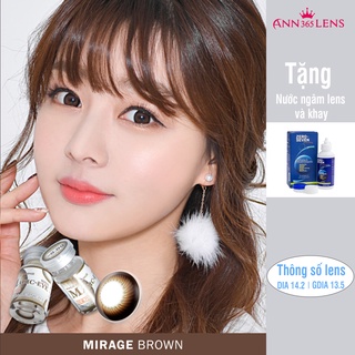 Kính áp tròng 1 năm màu nâu sữa Mirage Brown ANN365 chính hãng dành cho mắt nhạy cảm đeo 12h