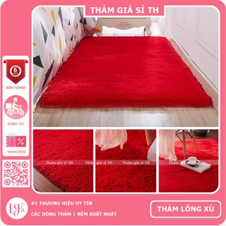 Thảm Lông Trải Sàn Phòng Khách Lông Xù Đỏ Đô 100x160