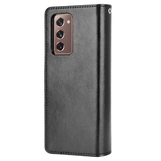 Bao da nắp lật da ngựa cổ điển có ngăn đựng thẻ và chức năng giá đỡ thích hợp cho Samsung Galaxy Z Fold 2 5G