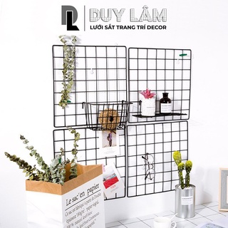 Khung lưới sắt decor trang trí tấm 35x35cm treo tường (Tặng kèm móc dính tường) - Lưới sắt Duy Lâm