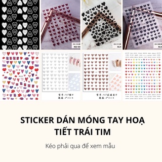 Sticker,hình dán móng tay hoạ tiết hình trái tim Valentine trang trí móng tay nghệ thuật nail