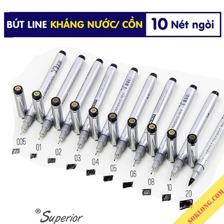Bút line đi nét Superior kháng nước chuyên dụng B42 vẽ màu nước, vẽ sketch mực đen