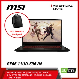 Laptop MSI Gaming Katana GF66 11UD-696VN(I7-11800H Gen11th/8GBDDR4/SSD 512GB PCle/VGA RTX 3050Ti 4GB/15.6 FHD W10 BLA