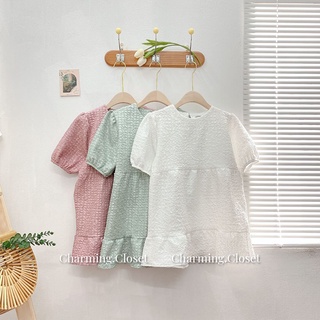 [Ảnh thật] Áo Babydoll Vải Gấm Hoa Nổi Form Điệu Xinh Xắn - Charming.Closet