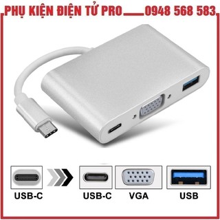 CÁP CHUYỂN TYPE C SANG USB 3.0 VGA ADAPTER TỪ LAPTOP, MÁY TÍNH BẢNG CỔNG TYPE C RA TV, MÁY CHIẾU CỔNG VGA