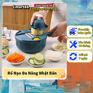 Rổ nạo rau củ đa năng Nhật Bản thông minh 9 in 1 an toàn tiện lợi, Bộ bào rau củ nhà bếp cao cấp đa năng Nhật Bản
