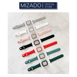 Combo ốp kính cường lực 9H và dây silicon cho AppIe Watch đồng Hồ Thông Minh iWatch 1/2/3/4/5/6/SE size 38/40/42/44 mm