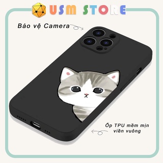 Ốp lưng iphone 11/11Pro/11Promax/12/12 Mini/12Pro/12Promax/13/13Promax có viền bảo vệ camera, hình mèo dễ thương