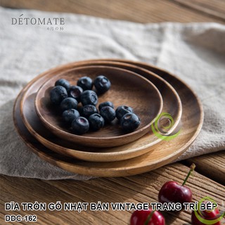 DĨA TRÒN GỖ DƯƠNG HÒE TỰ NHIÊN NHẬT BẢN VINTAGE TRANG TRÍ BẾP ĐẠO CỤ CHỤP ẢNH SẢN PHẨM INS DDC-162